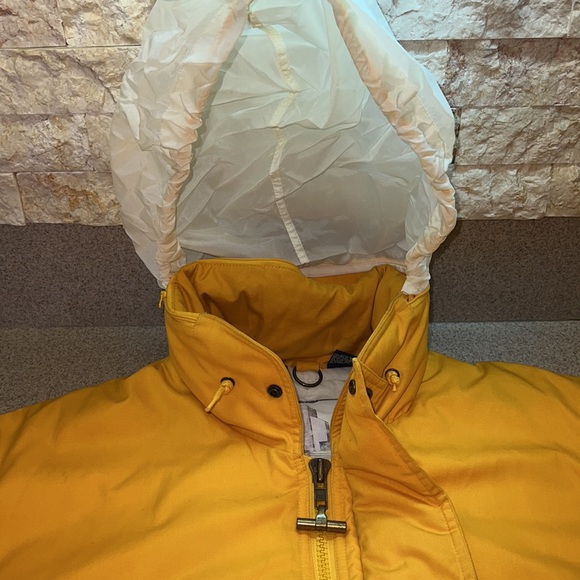 Vintage MIGHTY-MAC jacket w/hood in school bus yellow Sz. 42 unisex T-Bar Zipper - Picture 16 of 16